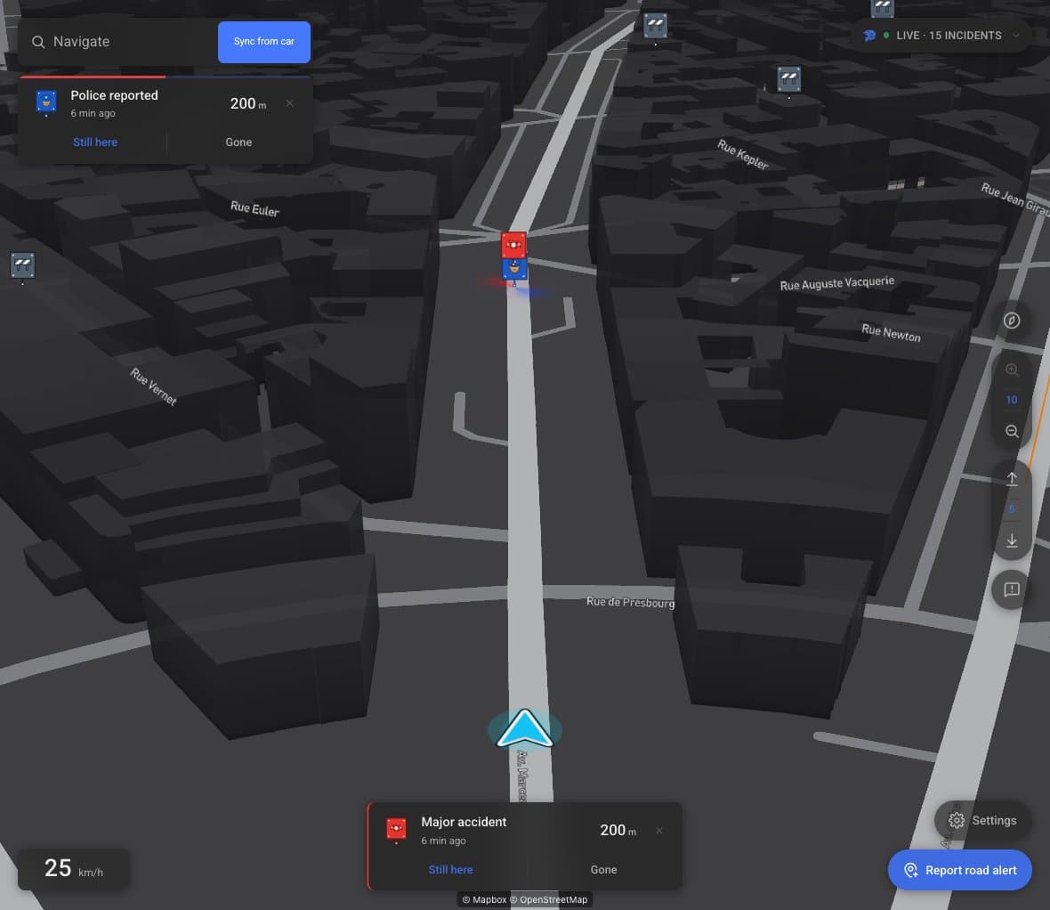 Sync from car beside the collapsed Navigate control on the production app